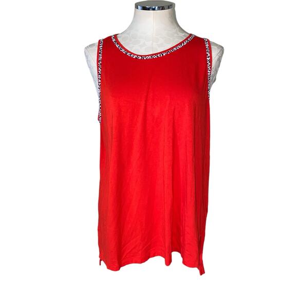 Vince Camuto Red High Low Beaded Sleeveless Blouse Top Size XL - Picture 1 of 10